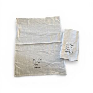 Second Nature by Hand… White textured cotton Tea Towel Set of 4 with City Names.